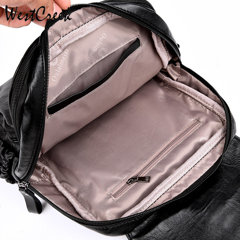 WESTCREEK Vintage Leder Rucksäcke Weibliche Reise Schulter Tasche Mochilas Frauen Rucksack Große Kapazität Rucksäcke Für Mädchen