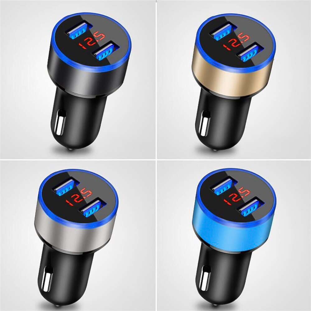 3.4A Dual USB Car Charger Digital LCD Display 5V For IPhone Xiaomi Samsung Fast Charging Cigarette Socket Lighter Newly