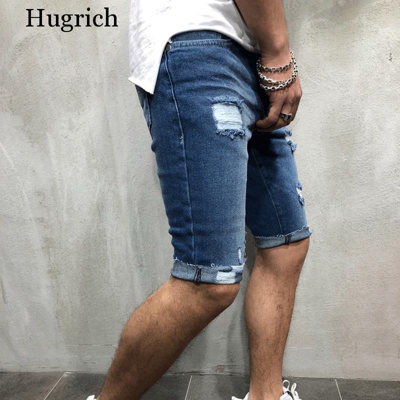 Mens Denim Chino Shorts Super STRETCH Skinny Slim Summer Half Pant Cargo Jeans