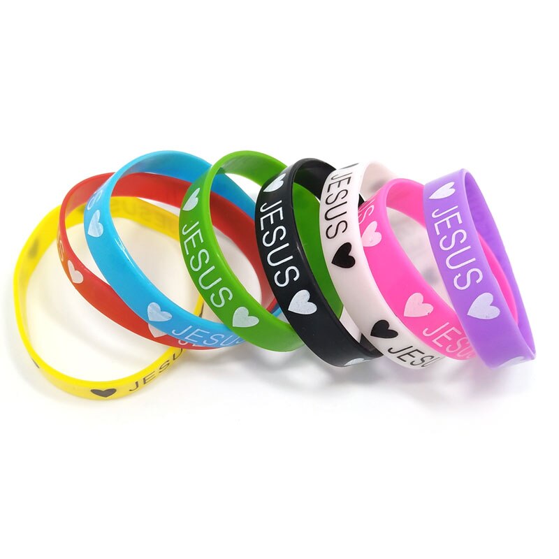 50 stück „Liebe Jesus“-armbänder aus umweltfreundlichem silikon, schmuck, farbmix (zufällige auswahl)