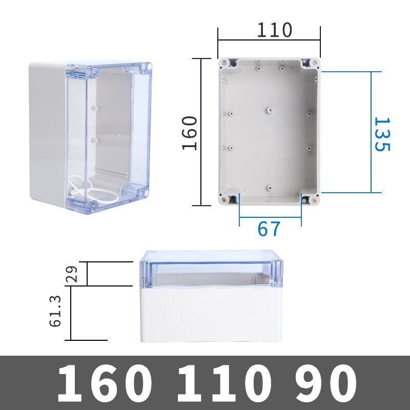 Transparent Waterproof Outdoor Enclosure Plastic Box Electronic Project Case Instrument Electrical Box Junction Box Housing: Silver