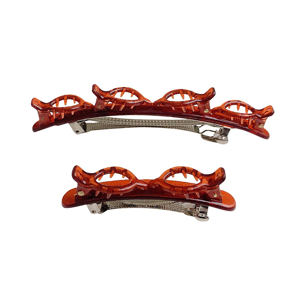 Braider Hair Clip Double Bangs Hairstyle Hairpin Hairband Salon Hair Decoration Hairband for Women Hairstyle Hairpin Accessory: 2pcs brown