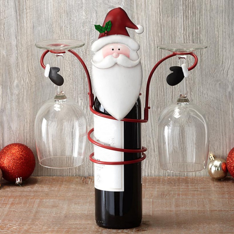 Portabottiglie di vino di natale portabicchieri di babbo natale casa desktop calice espositore ornamenti per decorazioni natalizie