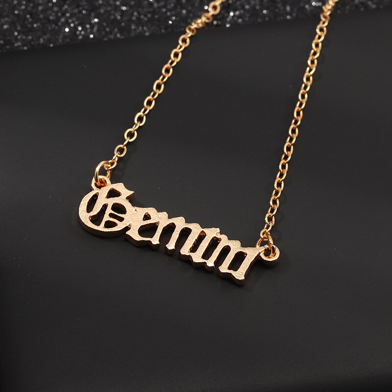 Zodiac Alphabet Necklace Creativity European Girls Twelve Constellation Alloy English Letter Necklaces Jewelry For Women: NZ1526Gemini