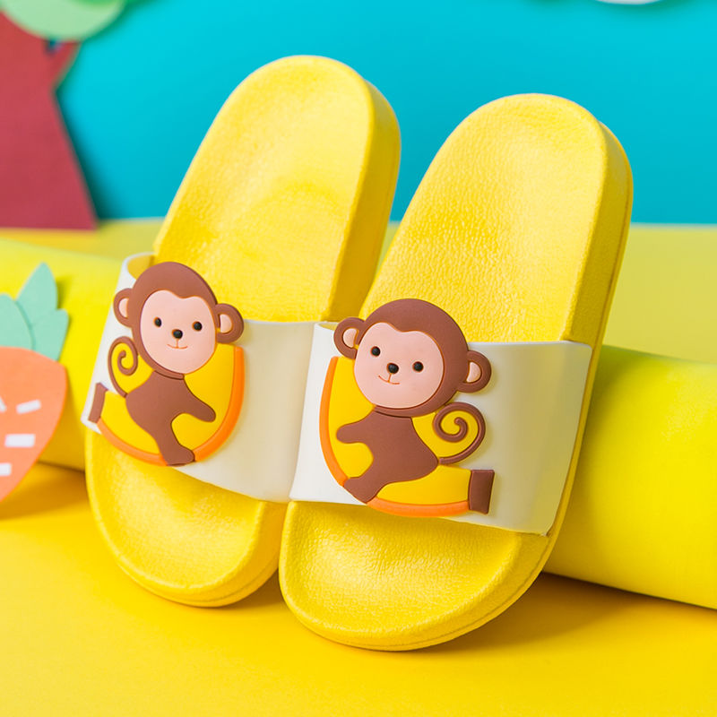 Summer Cute Watermelon Panda Children Slippers Cartoon Fruit Non-Slip Light Kids Shoes Home Indoor Slippers Boys Bathroom Shoes: Banana Monkey / 24-25(16cm)