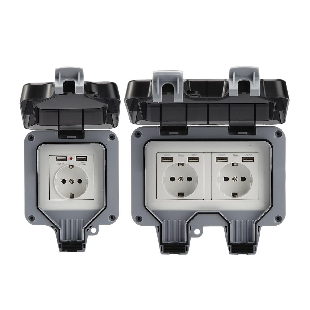 Outdoor Socket IP66 Weatherproof USB Socket High-performance Plug Base For Indoors Outdoors Industrial Socket
