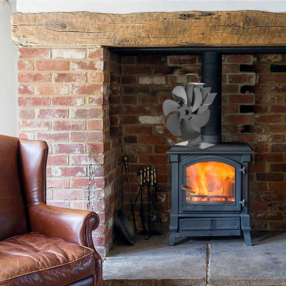 6 Propeller Stove Fan Durable Low Energy Consumption Quiet Home Fireplace Fan Efficient Heat Distribution Fan Appliances