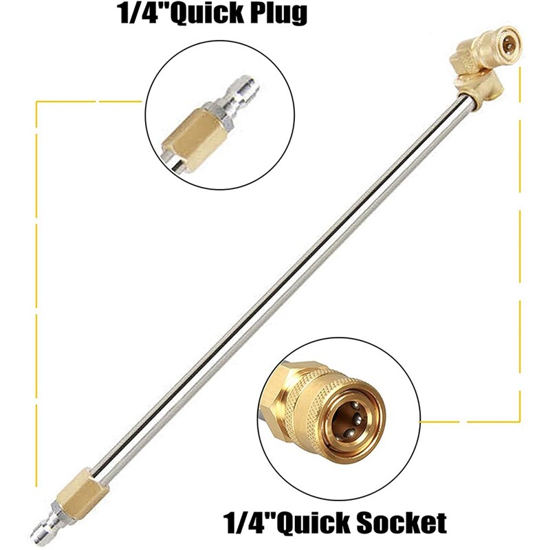 Cleaner Attachment, Pressure Washer Extension Wand with Pivoting Coupler,7 Nozzle Tips,1/4 Inch Quick Connect,17 Inch