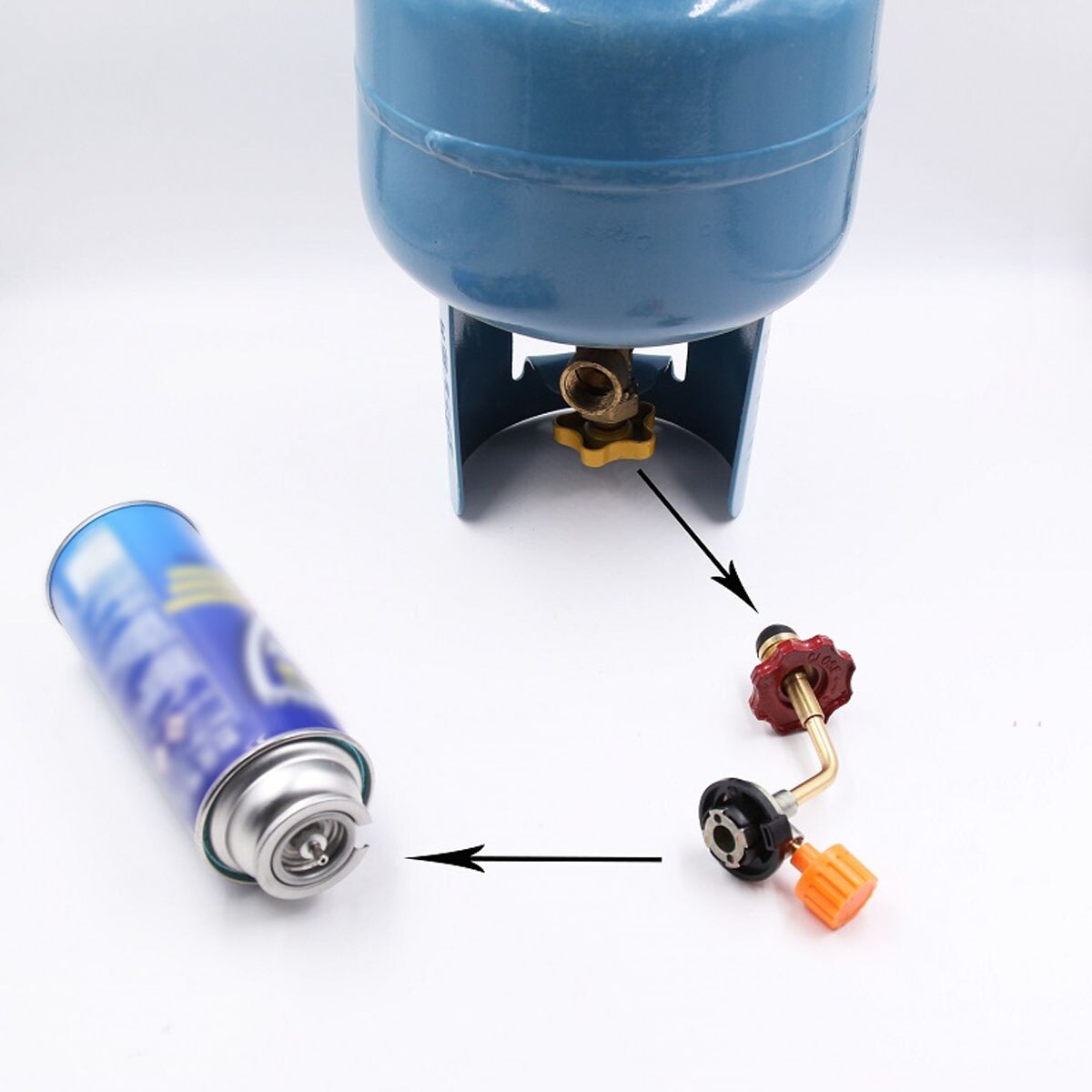 Utomhus camping gas butan cylinder tank påfyllning kontakt adapter ventil laddning påfyllningsbar adapter butan cylinder tillbehör