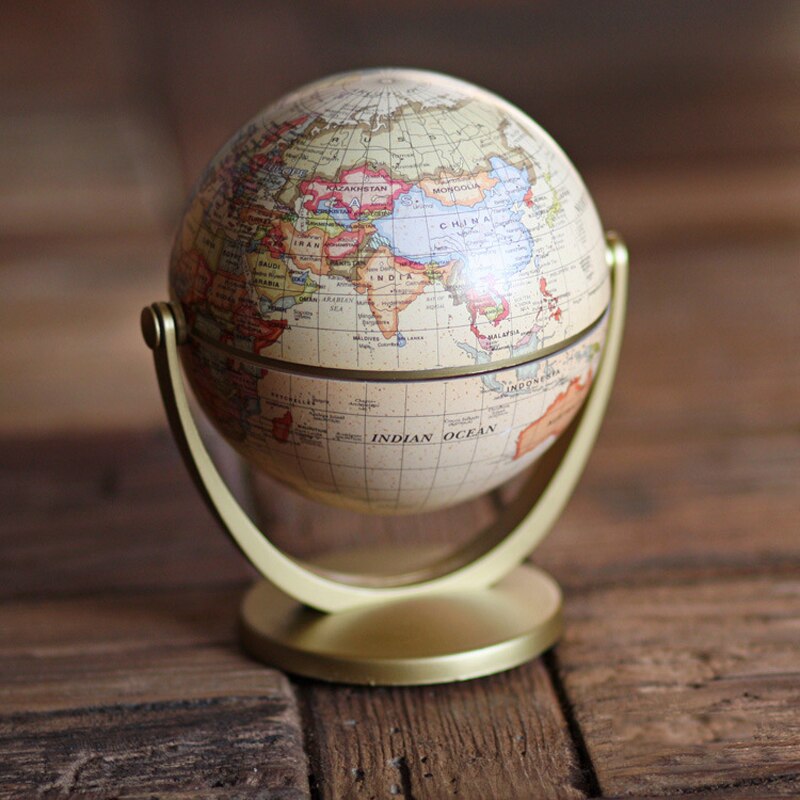 Retro Rotating World Globe Earth Map World Globe English Version Ornaments Geography Study Home Office Desktop Decorations