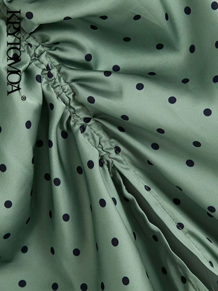 Falda Midi plisada de lunares Vintage para Mujer, , cintura elástica, falda con cremallera lateral, Faldas elegantes para Mujer