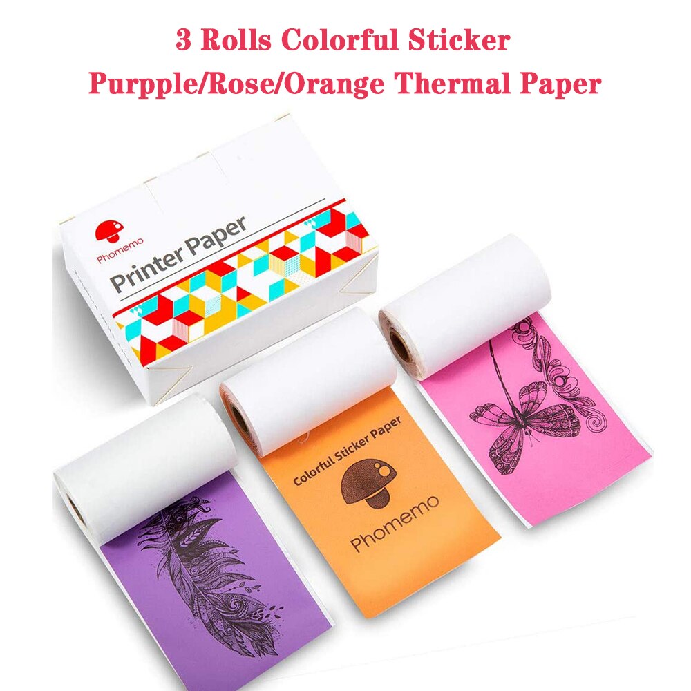Phomemo Bunte Thermische Aufkleber Papier 50mm Für Phomemo M02/M02 Profi/M02S Mini Drucker Foto Selbst-klebstoff Papier Rolle