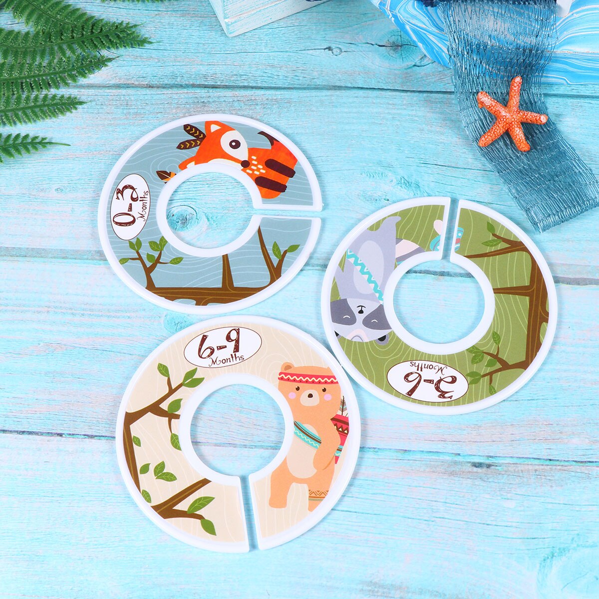 8 pièces, séparateur de taille pour vêtements, 8 pièces, cintre rond avec motif d&#39;animaux, séparateur de taille pour vêtements