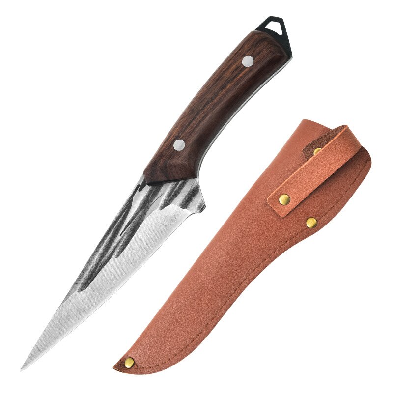 Forged Boning Knife Set Handmade Chef Knife Kitchen Knife Slaughtering Knife Wooden Handle Knife Cooking Tools: C (with sheath)
