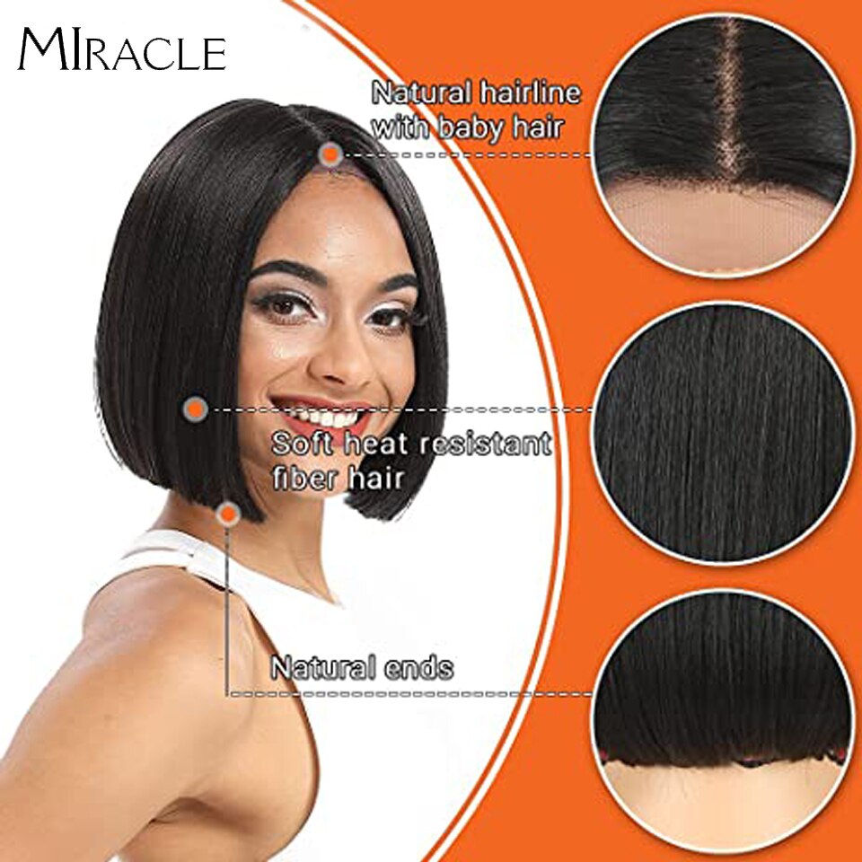 Miracle Bob Korte Pruik Synthetische Lace Pruik Blonde #613 Ombre Korte Bob Lace Pruik Voor Vrouwen Lolita Cosplay Pruiken hittebestendige