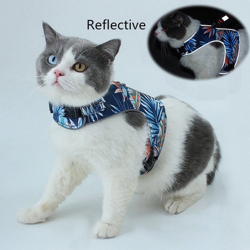 Cat Traction Rope Vest-style Cat Chest Harness Reflective Anti-Collision Dog Walking Rope Pet Traction Rope Leash Pet Supplie
