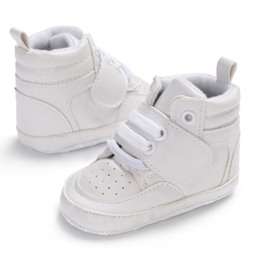 FOCUSNORM Toevallige Baby Meisje Jongen Schoenen Zachte Bodem Anti-slip PU Lederen Schoen Voor Baby Peuter Jongens Meisjes: WHITE / 13