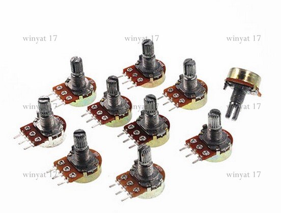 20pcs Audio Volume Potentiometer Switch Dual center tap B50K B100K 15mm