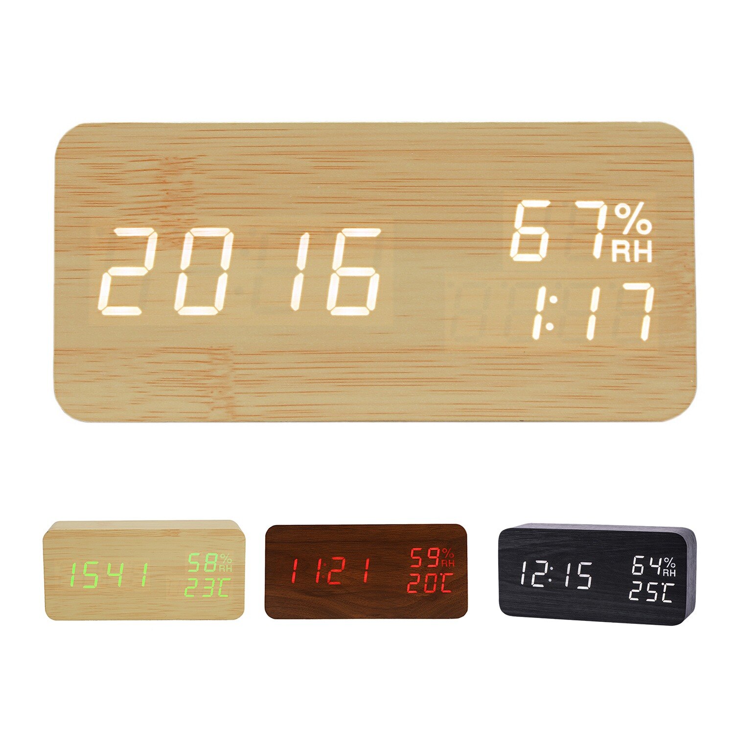 Modern Led Alarm Clock Temperature Humidity Electronic Desktop Digital Table Clocks