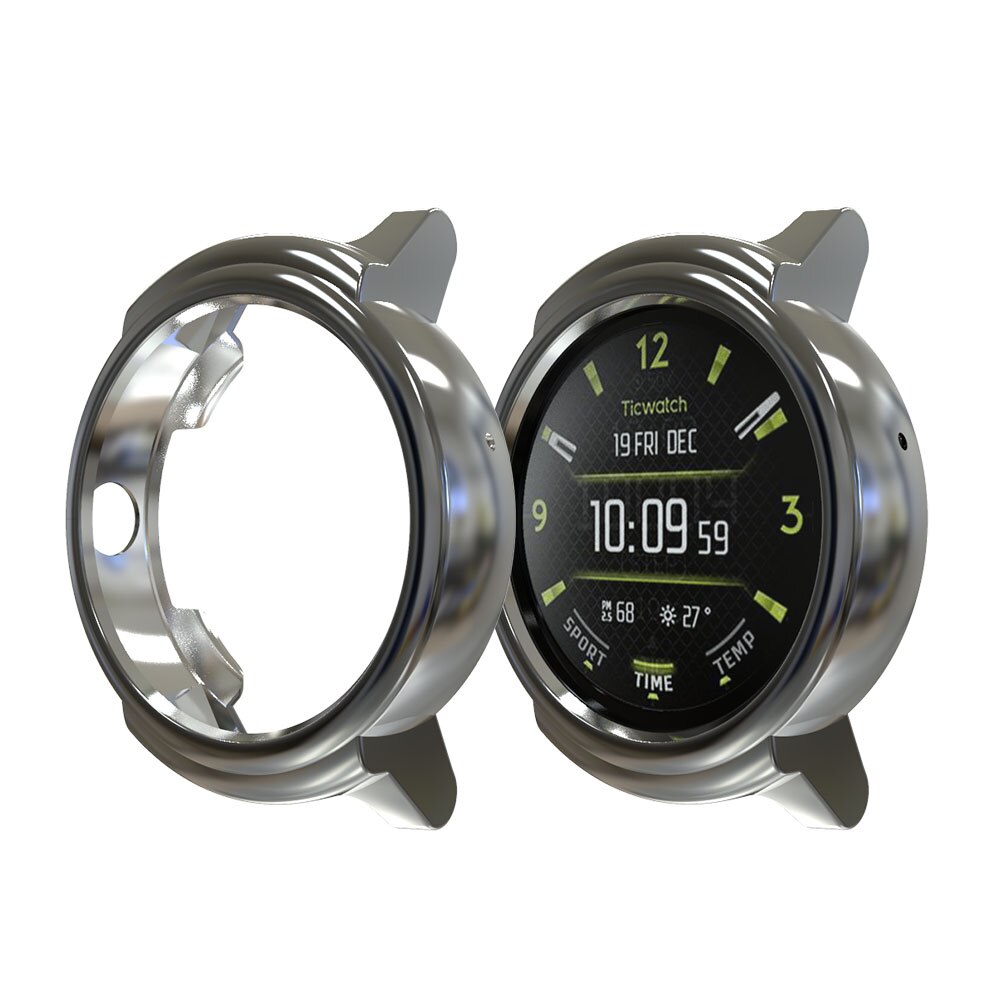 Mjukt silikonfodral för ticwatch e smart watch skyddsfodral bumper för tic watch e klocka skydd pansar slim plätering tpu skal: Grå