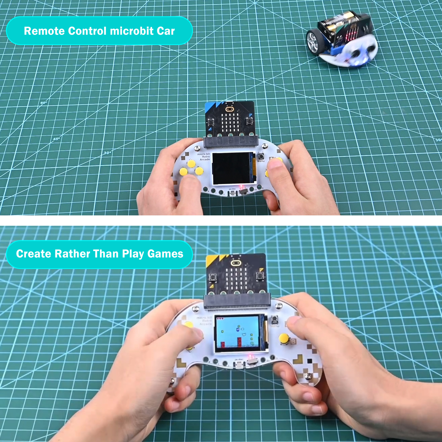 ELECFREAKS microbit Retro Makecode Arcade, Micro:bit Joystick Programming Machine Supports Remote Control(Without Micro:bit)