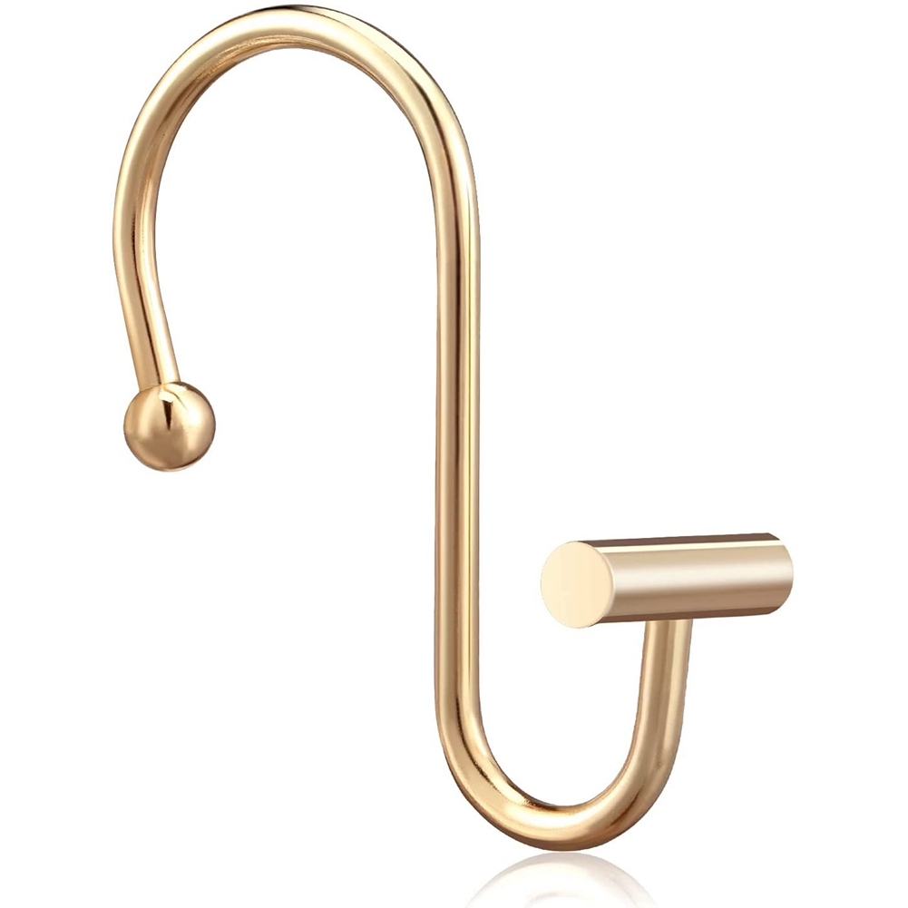 BSEVB-douchegordijnhaken ringen, messing decoratieve douchegordijnringen voor badkamer douchestang, douchehaken hangers T-vormig