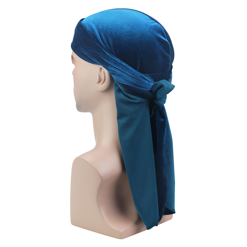 Sommer Männer Lauf Reiten Kopftuch kappe Neue samt Wildleder männer hut Solide atmungsaktiv kopftuch hut Lange pirate cap: PEACOCK BLUE