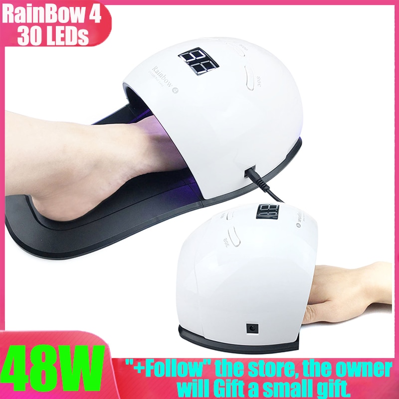 Lámpara UV LED para secado de uñas, lámpara secadora de uñas con luz de 120W/48W, para secado de barniz de Gel, con 30 Uds. LED, secado rápido, máquina para uñas con fondo de pies