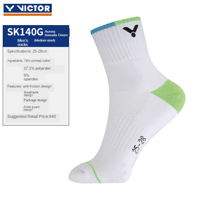 3 paires de chaussettes Victor Badminton chaussettes hommes sport chaussette coton moyen Tennis sportsépaissi serviette bas SK 112 K/F/D: SK140G