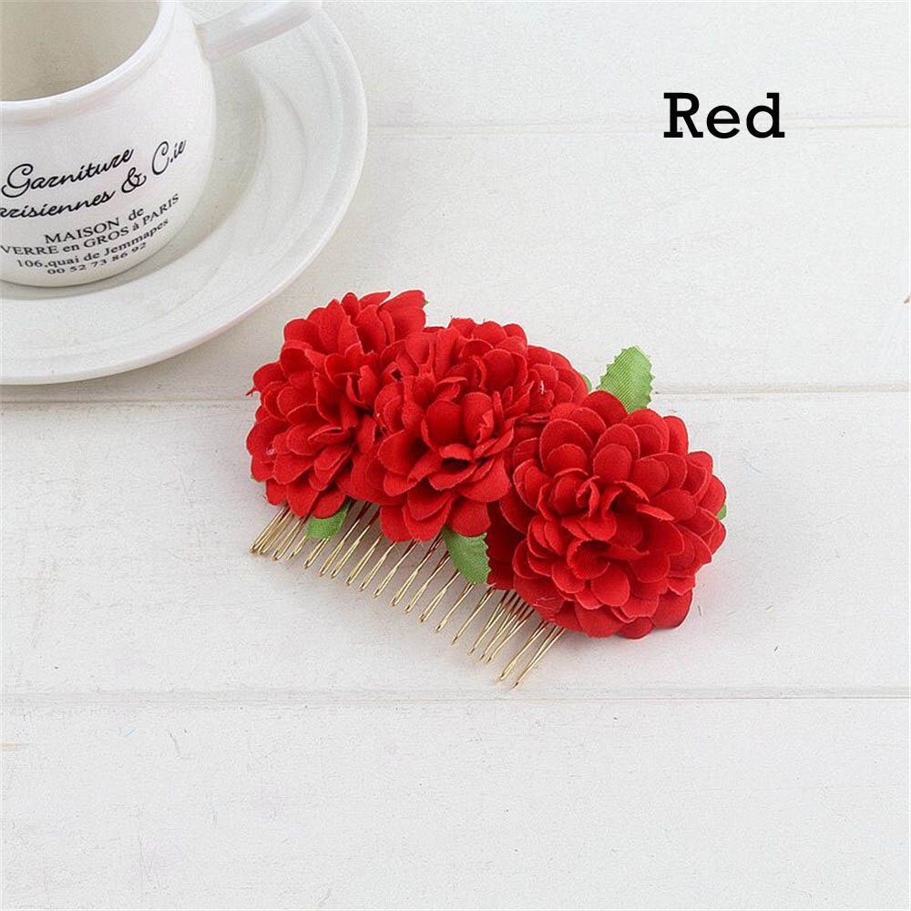 1 Pcs Rose Flower Hair Combs Wedding Crown Headwear Blooming Flower Headband for bride girls flower hair clip Wedding Jewelry: 2