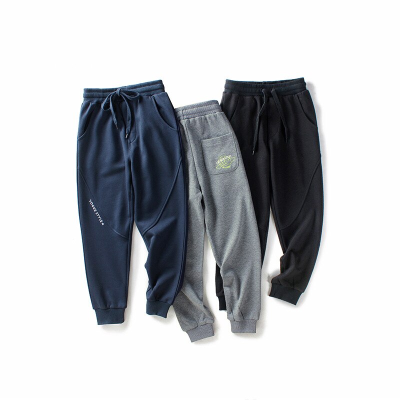 Pantalon de survêtement pour garçon, gris, noir, bleu foncé, décontracté, vêtements de pour enfant de 7 à 12 ans, printemps-automne