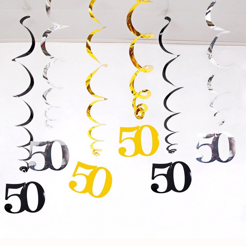 Leeiu 6pcs Spial 18 30 40 50 60th Birthday Swirls Hanging Ornaments Happy Birthday Party DIY Decorations Cheers 30th Birthday