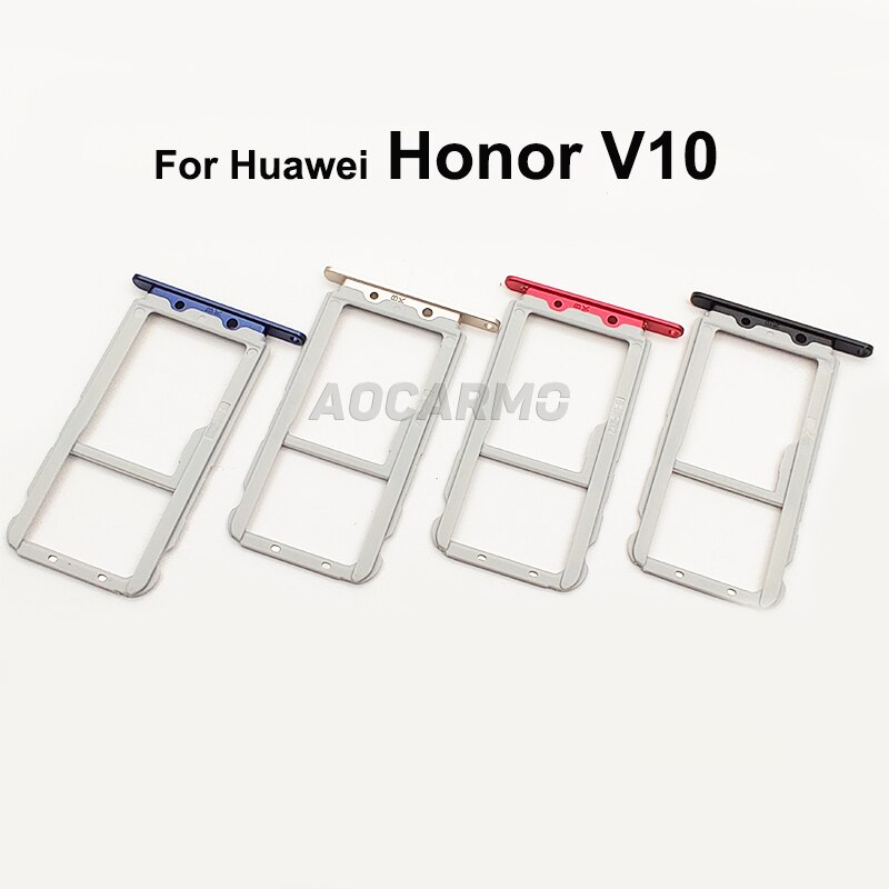 Aocarmo Schwarz/Rot/Blau/Gold SD MicroSD Halter Nano Sim Karten-behälter Slot Für Huawei Ehre V10 BKL-AL20