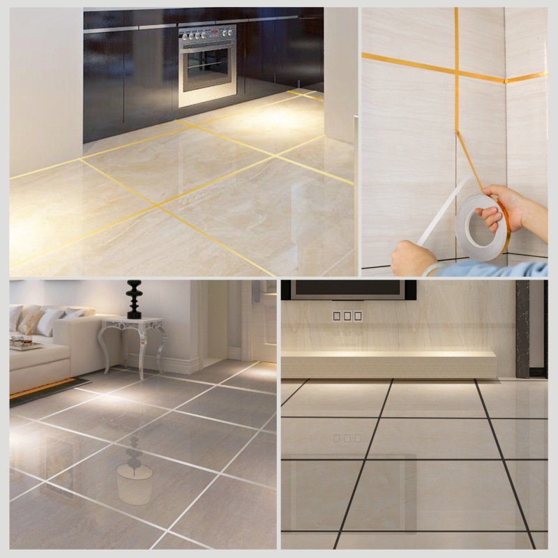 Pegatinas autoadhesivas para azulejos de 20m, cinta impermeable para suelo, tira de sellado para huecos de pared, azulejo dorado y plateado, pegatina de costura de belleza para decoración del hogar
