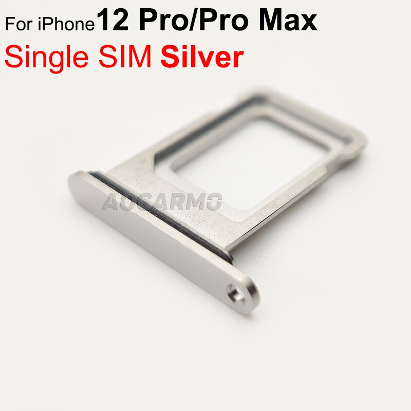 Aocarmo Sim-kaart Voor Iphone 12 Pro/Pro Max Enkele Dual Sim Metalen Plastic Nano Sim Tray Microsd Slot houder: Single------Silver