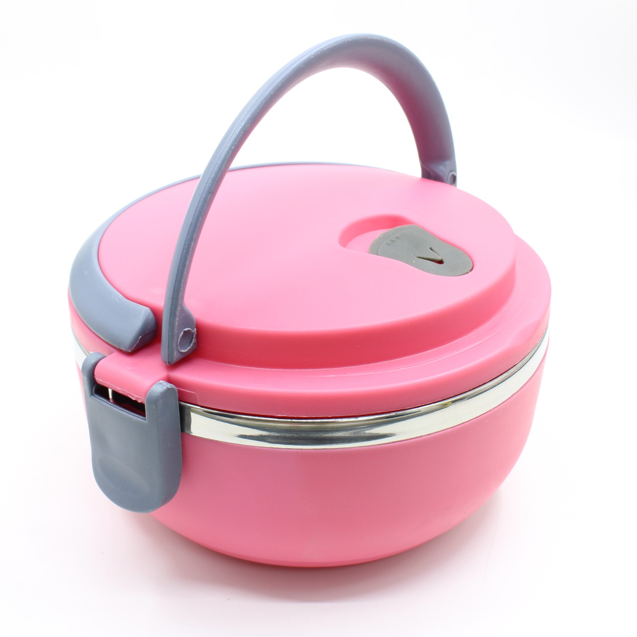 Rvs lunchbox milieuvriendelijke plastic thermische voedselcontainer draagbare lunchbox voor kinderen kantoor school bento lunchbox: Roze zwarte handgreep