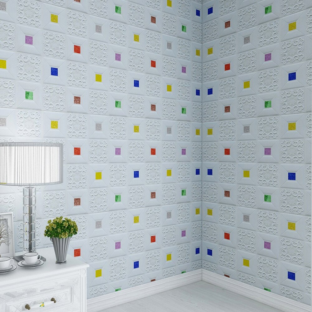 Self-adhesive 3D Embossed Wall Sticker Celling Panel Decal Living Room Bedroom Background Wallpaper Home Wall Decoration