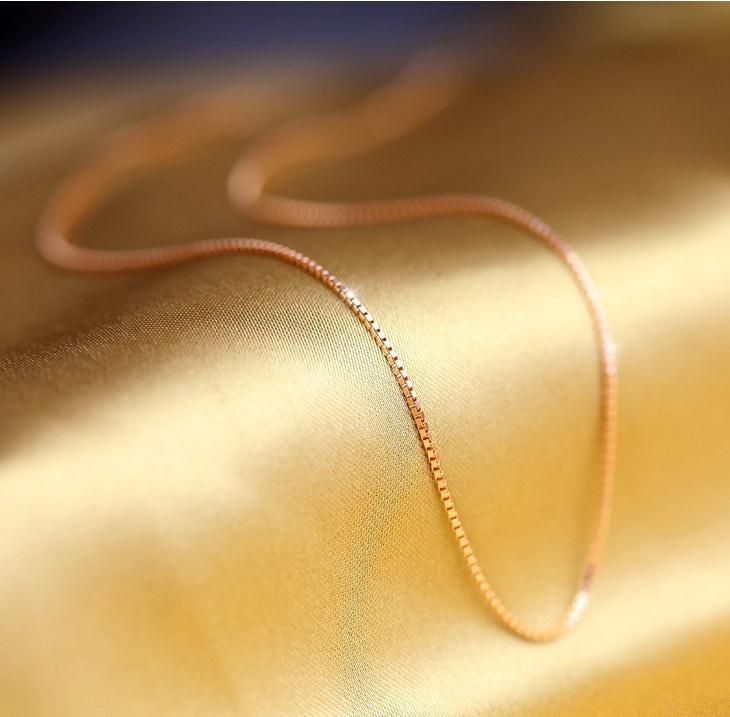 Collares cortos de Plata de Ley 925 para mujer, joyería de caja de oro rosa, , , barato,