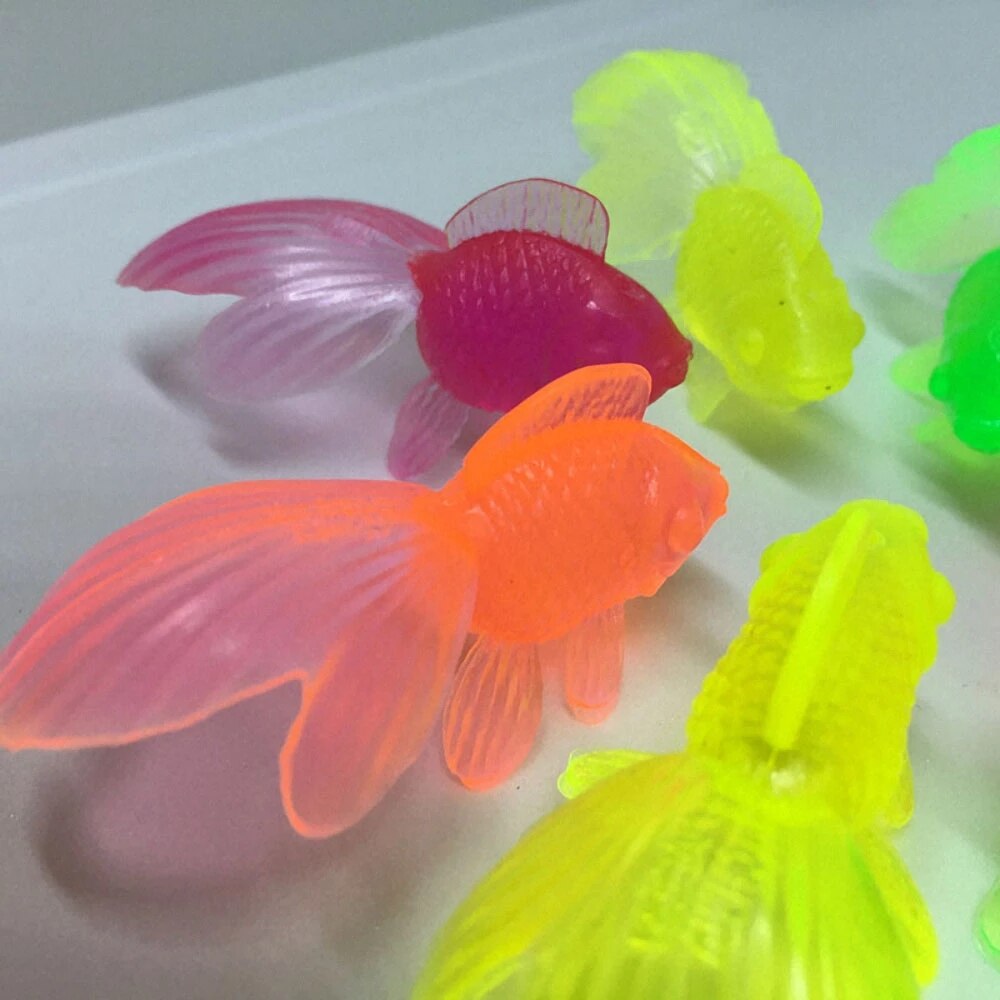 Juego De 10 Unidades De Peces Dorados De Goma Suave Para Niños, Juguetes De Baño Para Bebés, simulación De Mini Peces Dorados, P