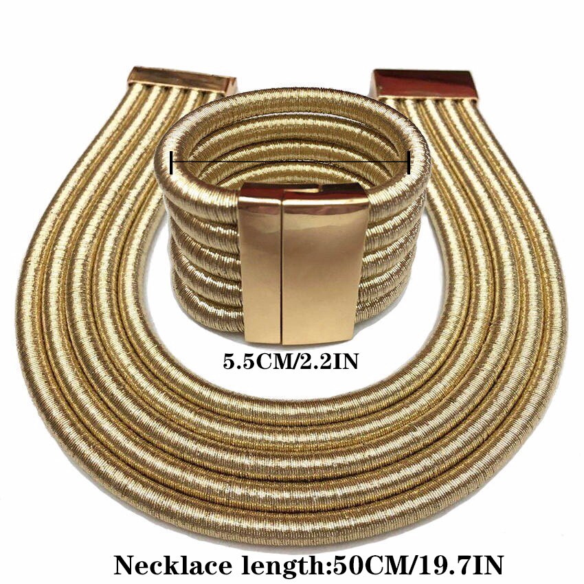 African Jewelry Set Choker Necklace Sets for Women Kim Kardashian Bohemia Bracelet Statement Jewelry Magnetism Button