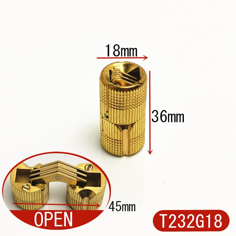 1pc Pure Copper Brass Furniture Hinges 8-24mm Cylindrical Hidden Cabinet Concealed Invisible Door Hinges For Hardware Box: 18mm