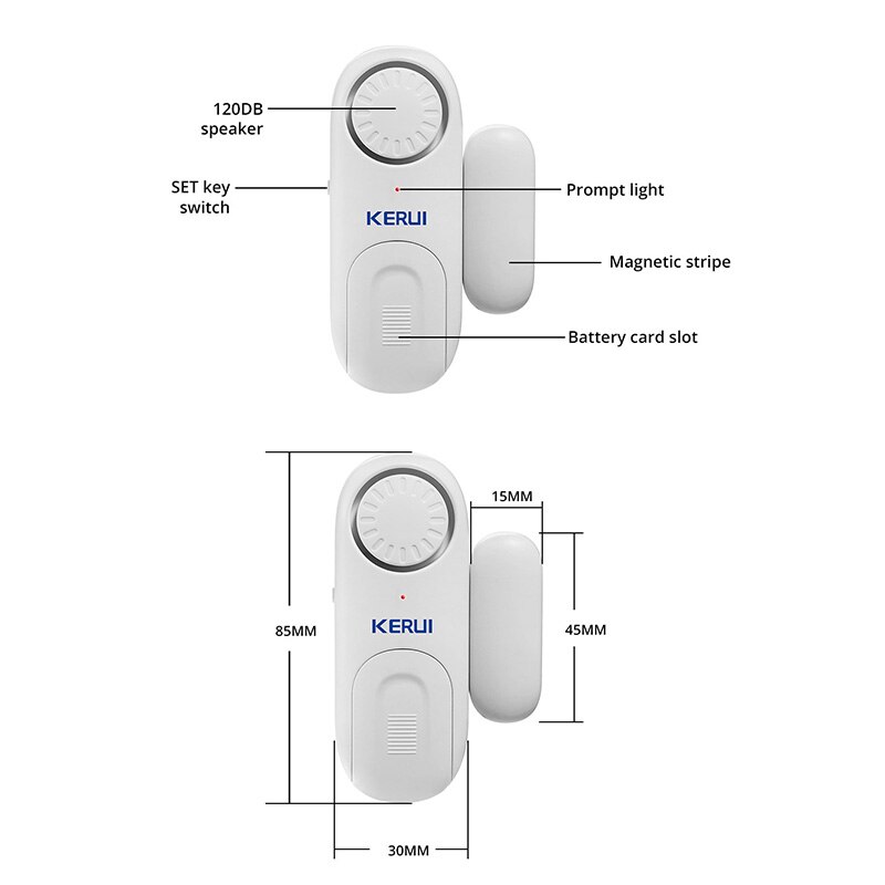 KERUI-Sensor de puerta inalámbrico, alarma de puerta magnética independiente, alarma del Sensor de la ventana para sistema de alarma de seguridad para el hogar, Porta alarma