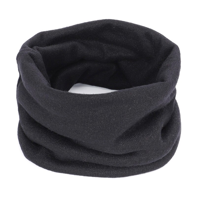 Foulard rond en laine tricoté massif, laine pour hommes et femmes, tendance hiver: Black