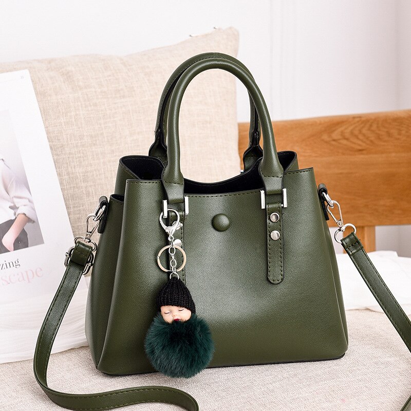 Vintage håndtasker til kvinder stor kapacitet tophåndtag kvindelige totes wild messenger skuldertasker crossbody tasker afslappet: Militærgrøn