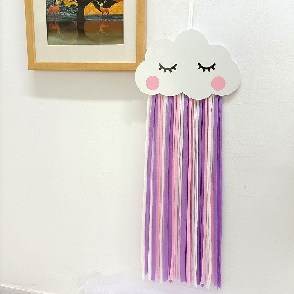 Clouds Rainbow Wall Hanging Decor Storage Belt For Girls Hair Clips Barrette Hairband Hanging Organizer Strip Holder Ornament
