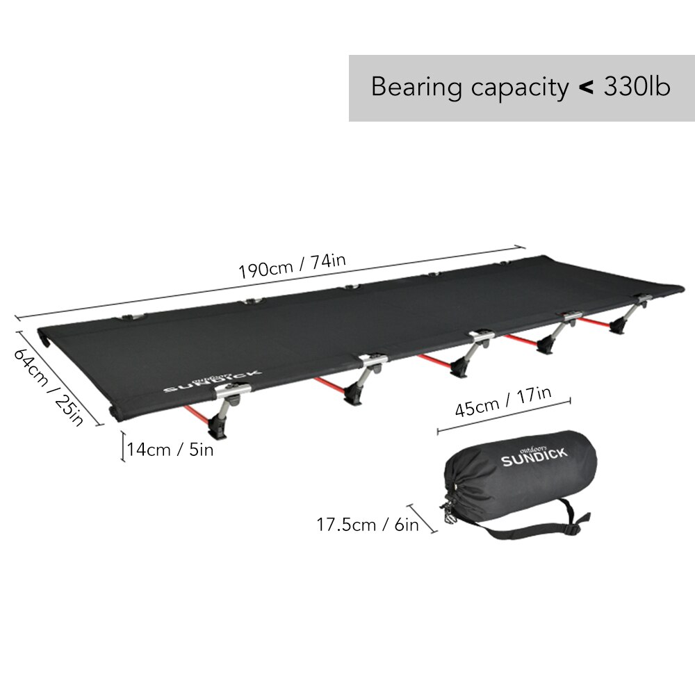 Portable Foldable Camping Cot Single Person Folding Bed 330LB Bearing Weight Compact for Hiking Backpacking Picnic Camping