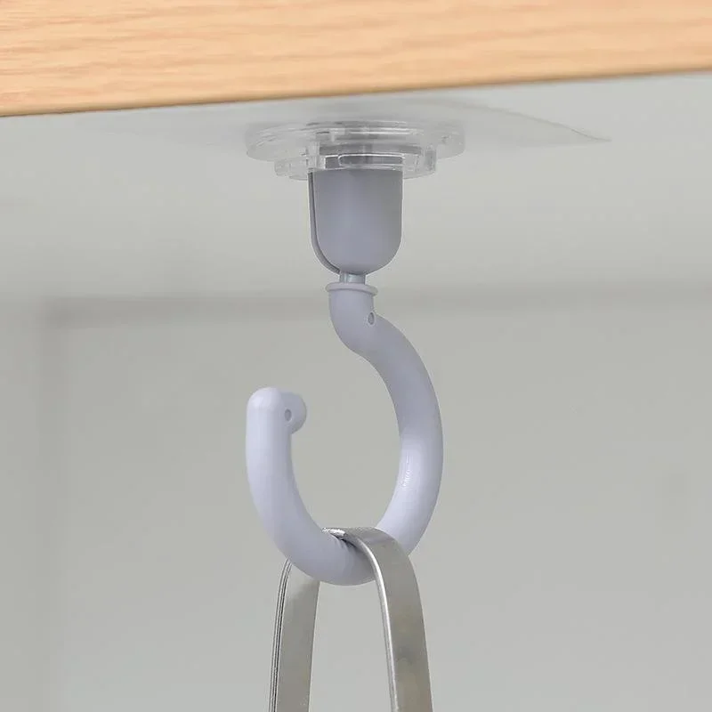 Gancio rotante per soffitto, nessuna perforazione, nessuna traccia, tetto, parete, soffitto, speciale gancio adesivo forte, chiave da parete, porta appesa, appendiabiti: Grigio chiaro