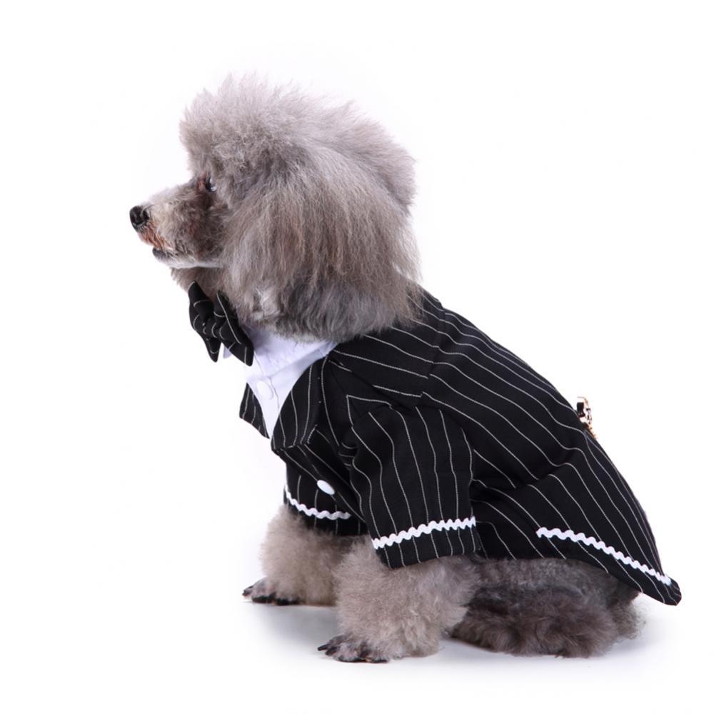 Mooie Streep Strik Pet Dog Puppy Shirt Tuxedo Kostuum Apparel Outfit