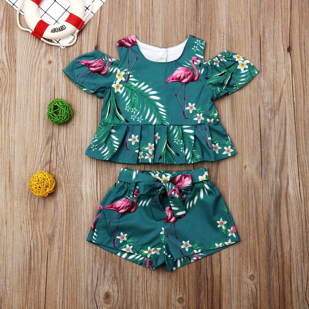 Summer Toddler Kids Baby Girls Beach Wear Floral Tops Shorts 2PCS Outfits Set Clothes 6M-4T: 2-3Y