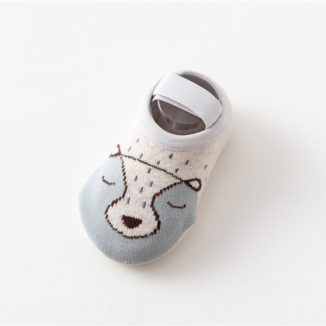 Autumn Cotton Children Floor Socks Baby Non-slip Bottom Baby Thin Socks Learn To Walk Socks Early Education Socks: Grey bear / 18M